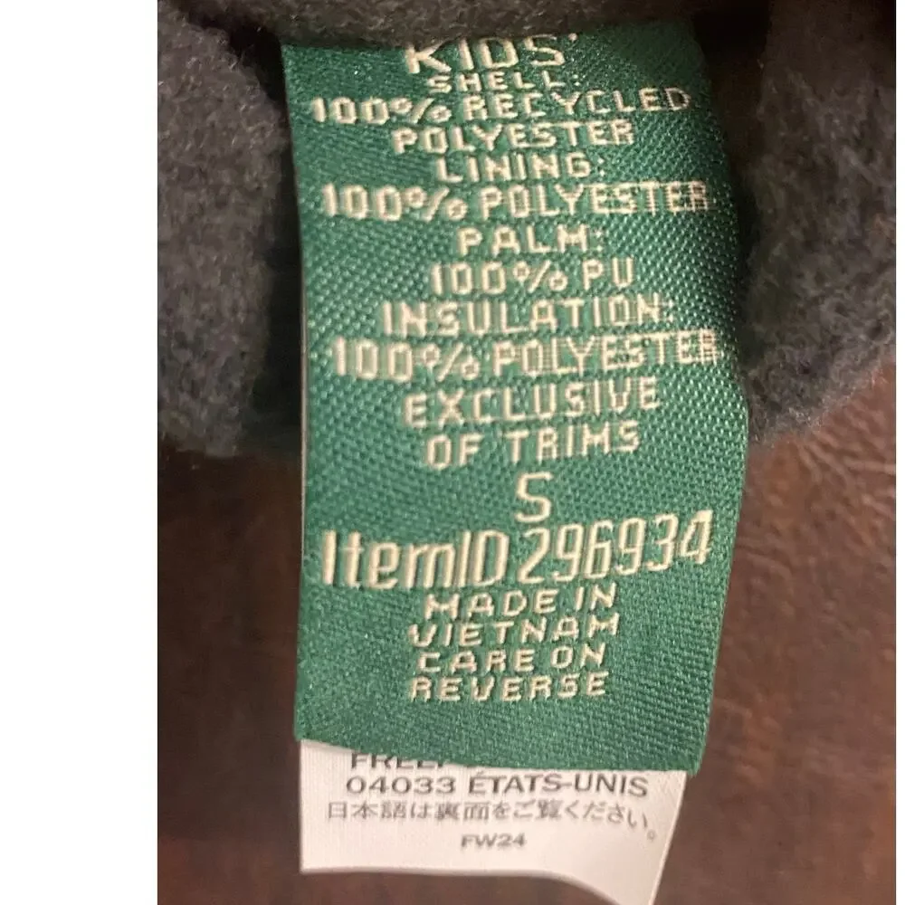 L.L. Bean Kids Small Unisex Winter‎ Ski Gloves Thinsulate Insulated Fleece Lined